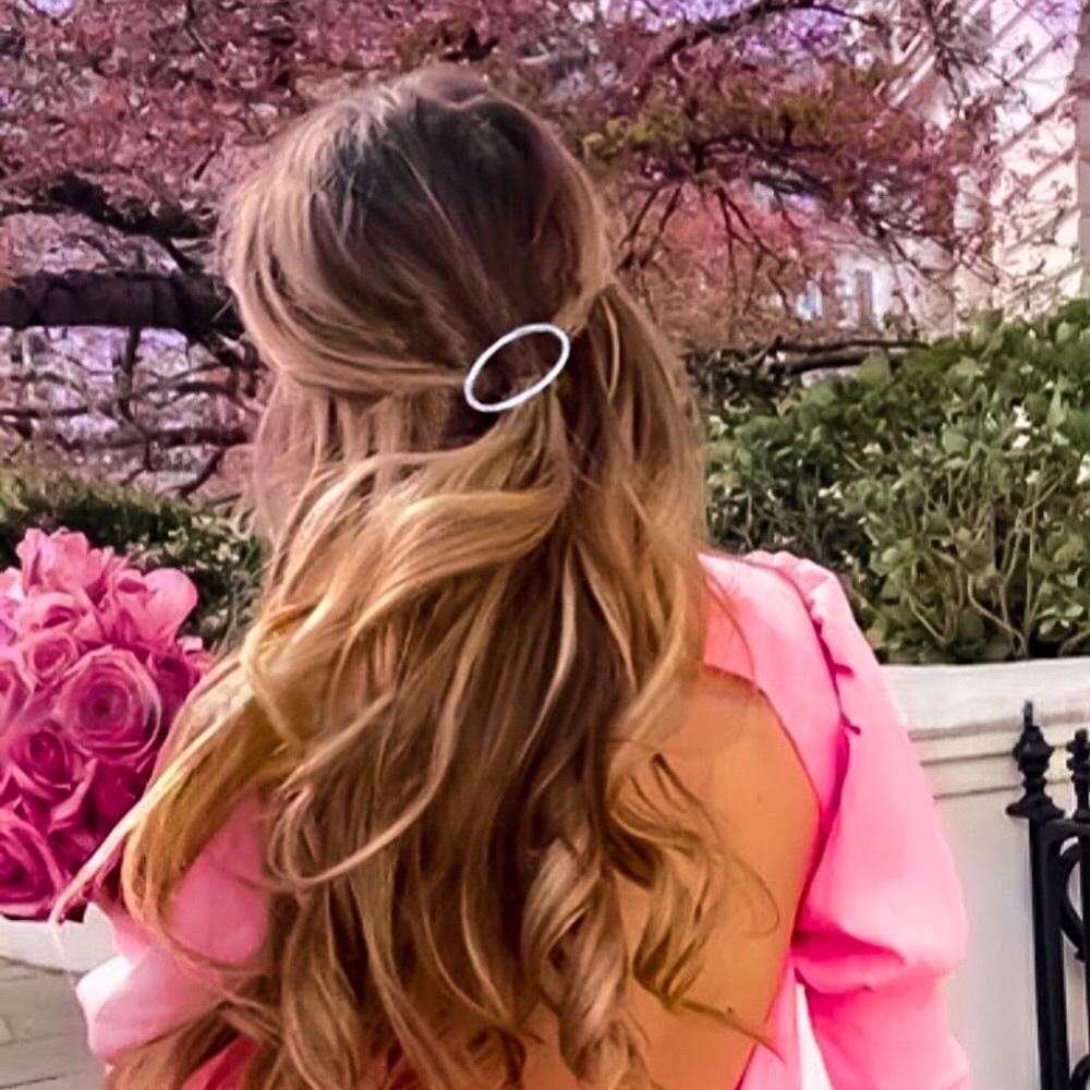⚜️[𝟯/$𝟭𝟴]⚜️Big Silver Oval Simple Barrette NEW - Picture 5 of 7